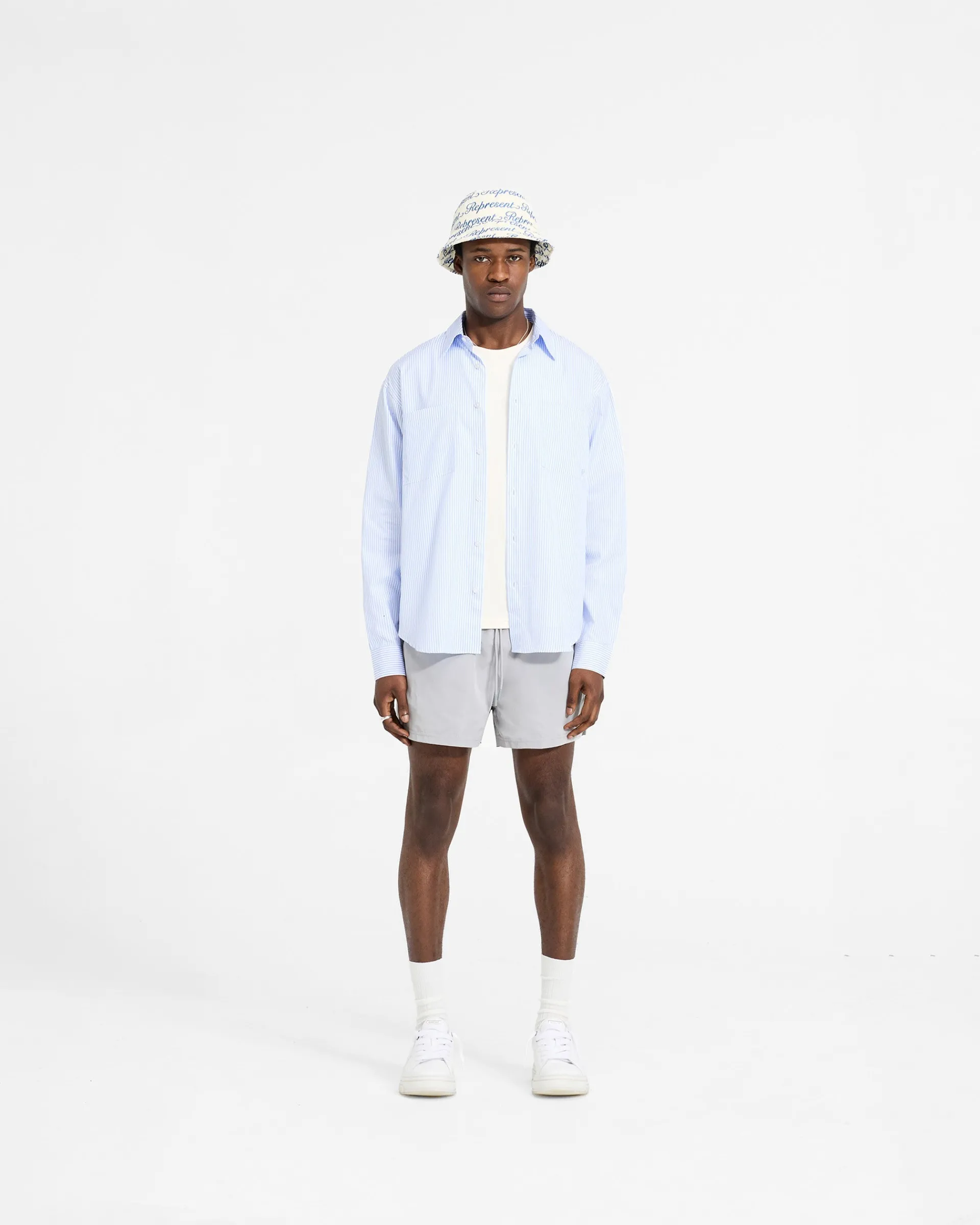 Represent Long Sleeve Pinstripe Shirt - Baby Blue> Shirts