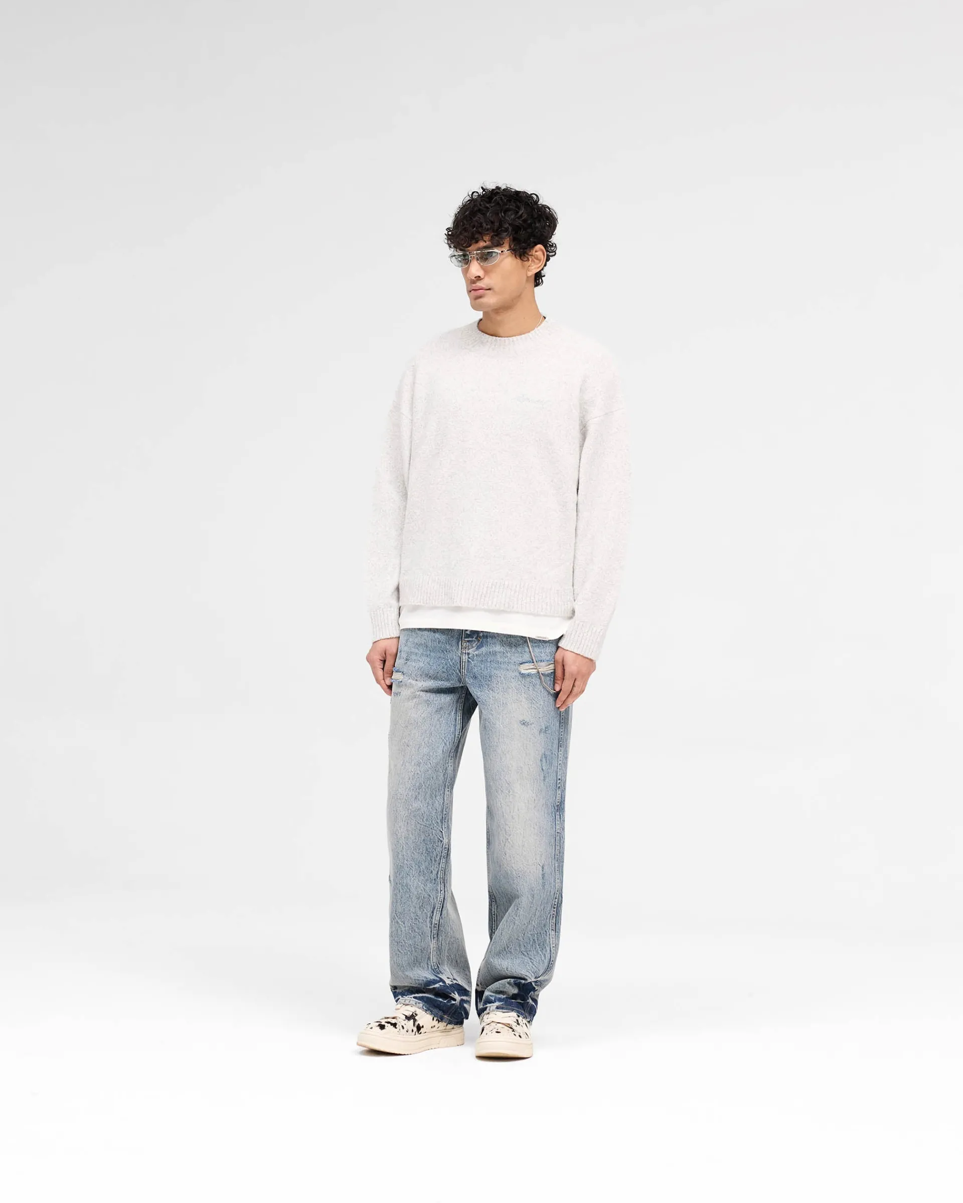 Represent Marled Knit Jumper - Ice Grey Marl> Knitwear