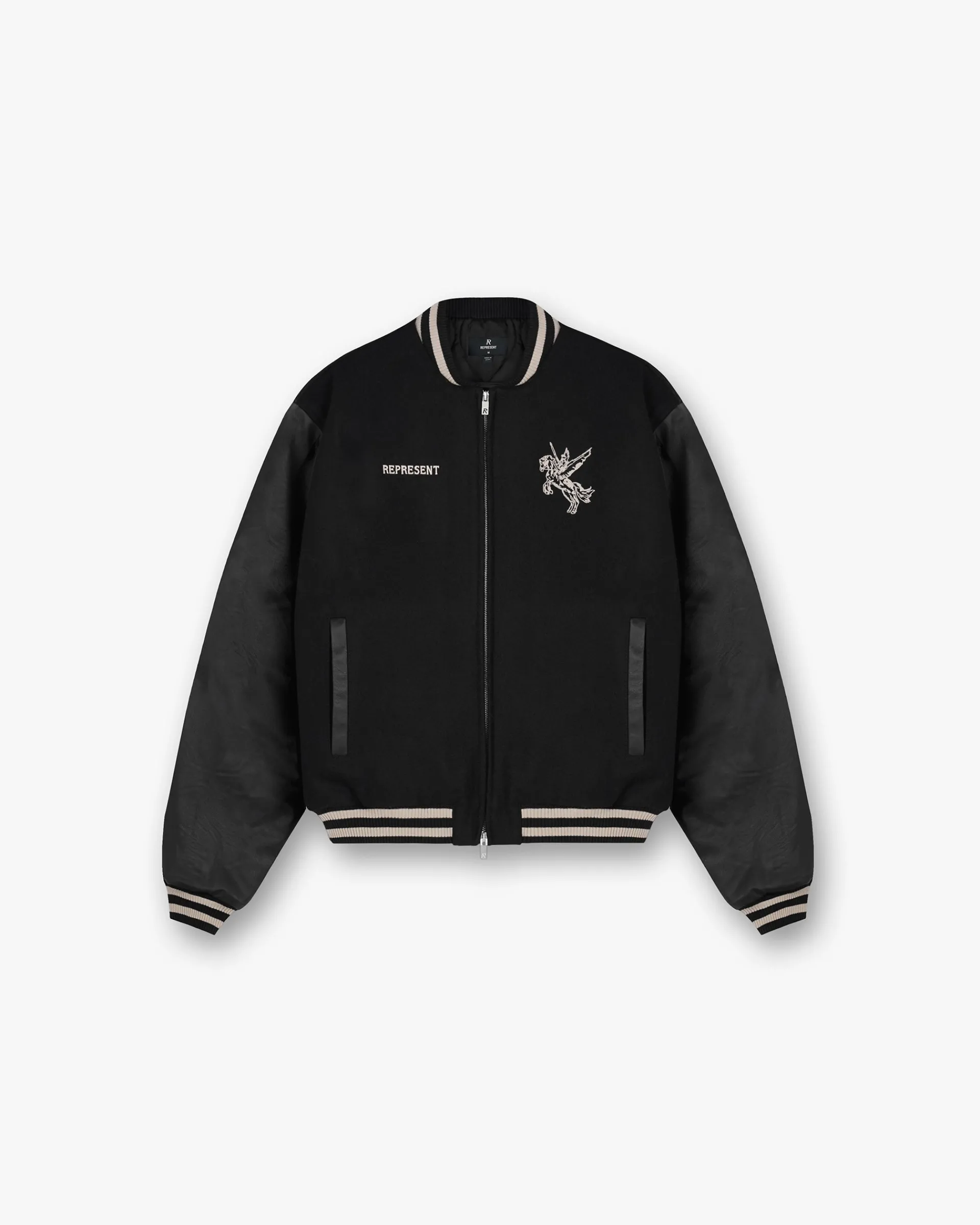 Represent Mascot Wool Varsity Jacket - Jet Black> Varsity Jackets | Outerwear