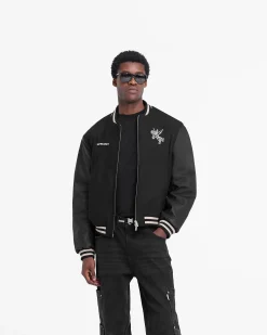Represent Mascot Wool Varsity Jacket - Jet Black><noscript><img width=