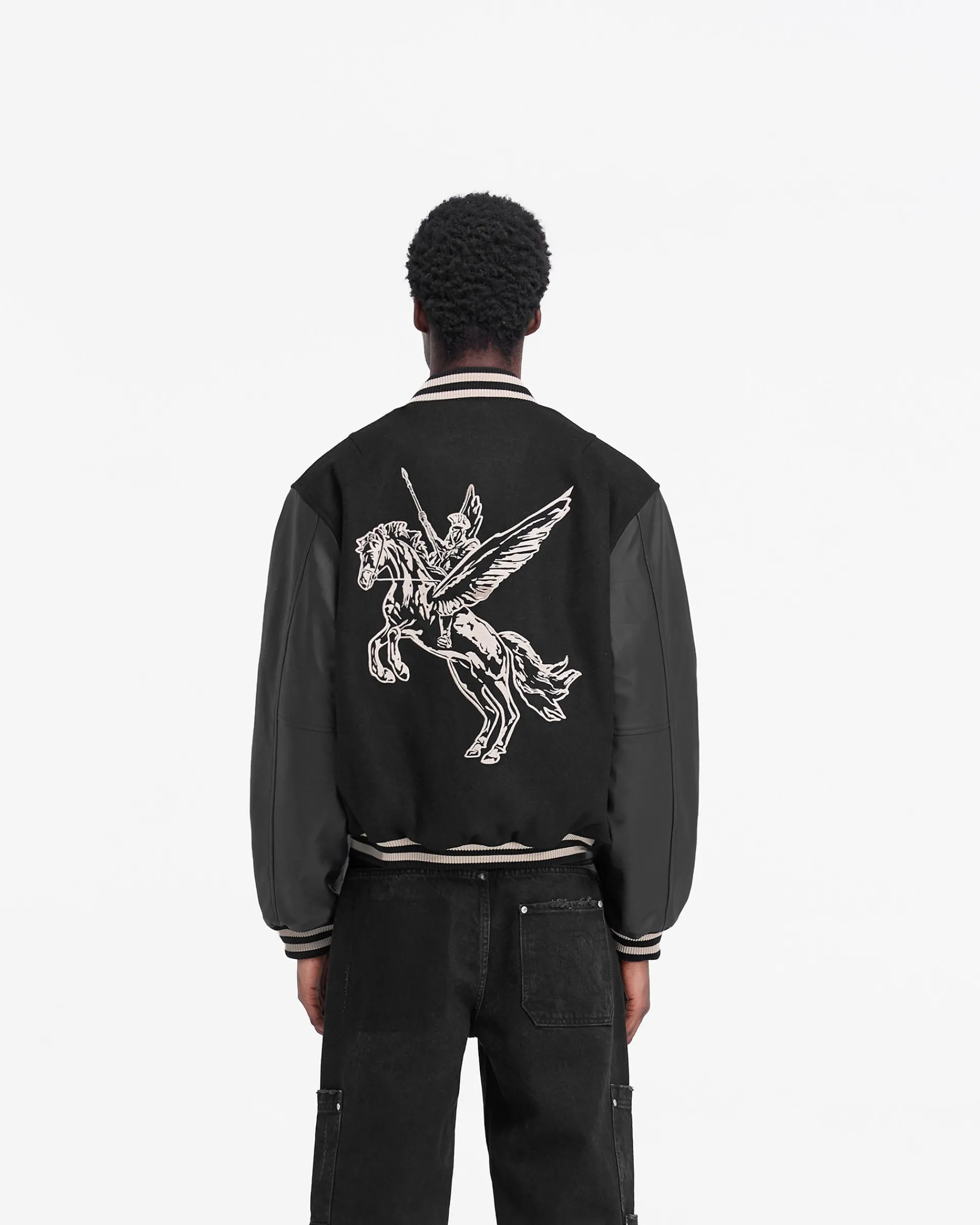 Represent Mascot Wool Varsity Jacket - Jet Black> Varsity Jackets | Outerwear
