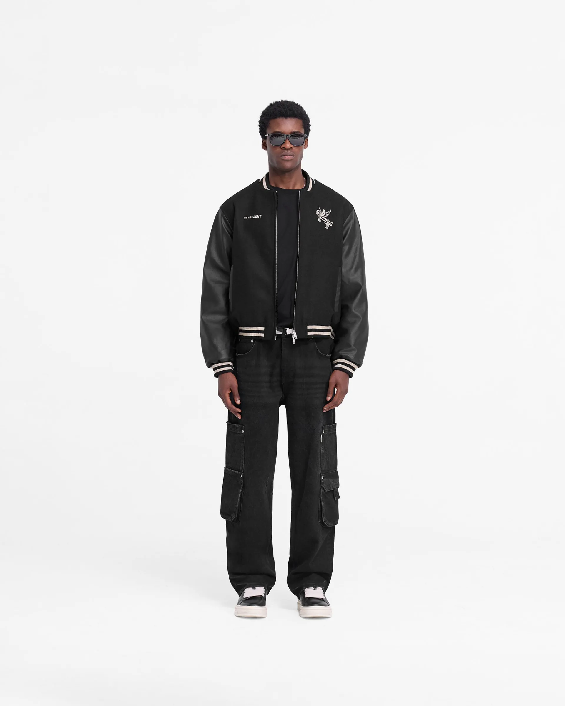 Represent Mascot Wool Varsity Jacket - Jet Black> Varsity Jackets | Outerwear