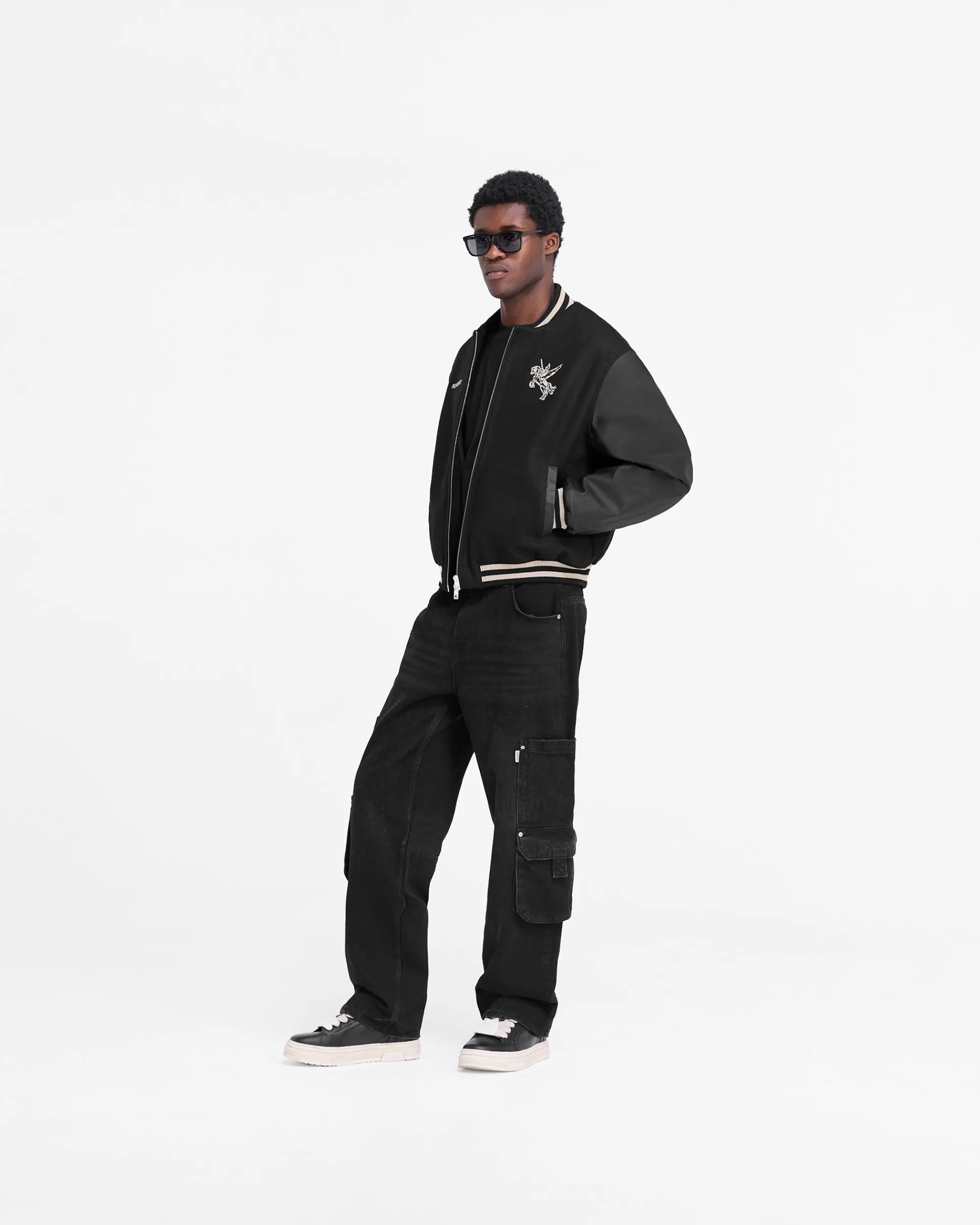 Represent Mascot Wool Varsity Jacket - Jet Black> Varsity Jackets | Outerwear