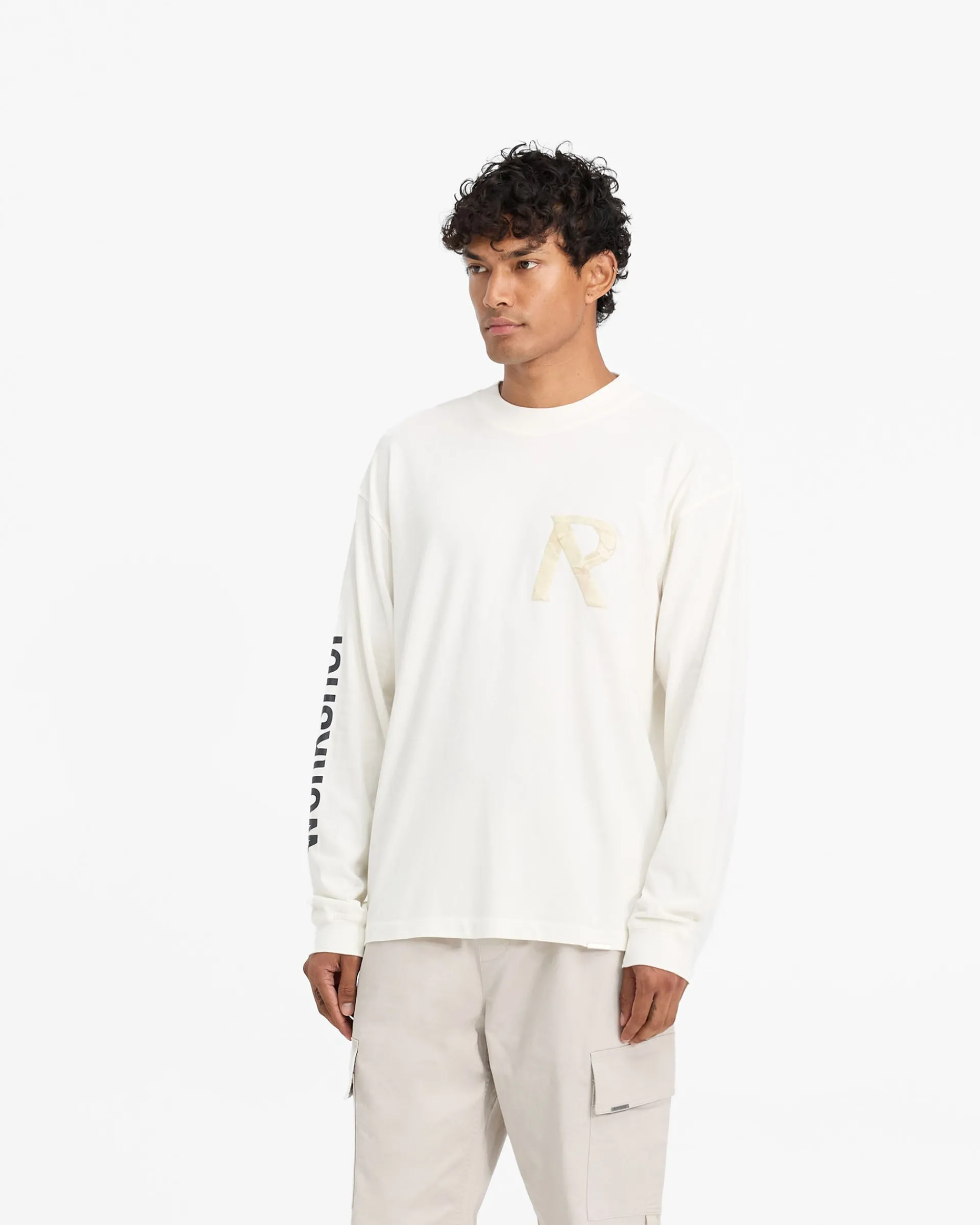 Represent Masking Tape Initial Long Sleeve T-Shirt - Flat White> T-Shirts