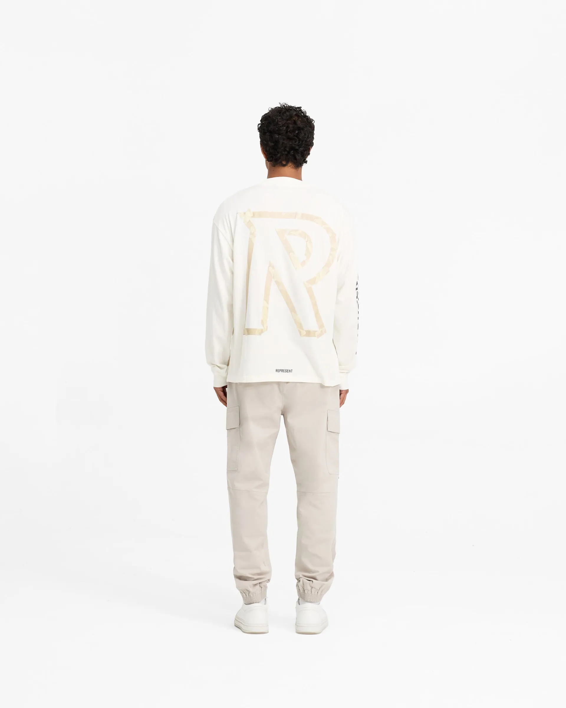 Represent Masking Tape Initial Long Sleeve T-Shirt - Flat White> T-Shirts