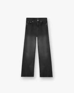 Represent Mid Rise Wide Leg Jean - Washed Black> Bottoms/Jeans