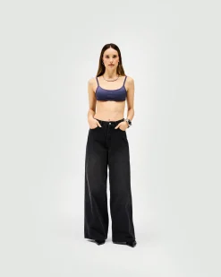 Represent Mid Rise Wide Leg Jean - Washed Black><noscript><img width=