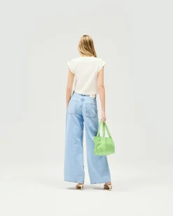 Represent Mid Rise Wide Leg Jean - Washed Blue><noscript><img width=