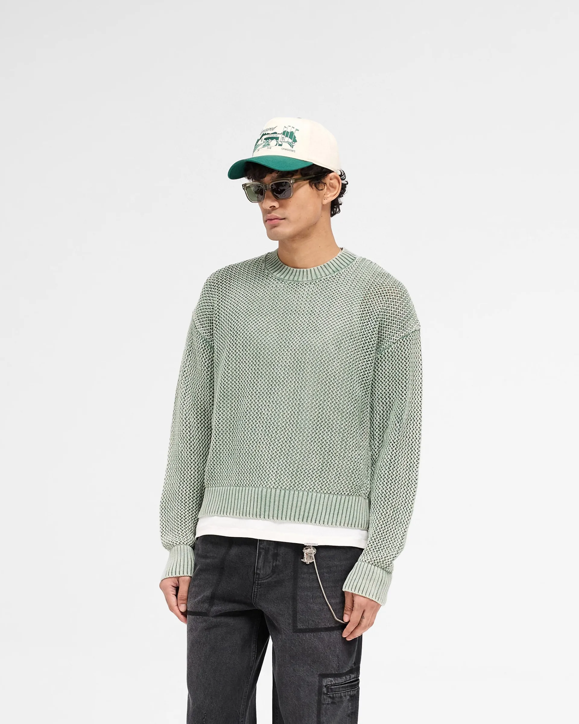 Represent Open Gauge Knit Sweater - Forest Green> Knitwear