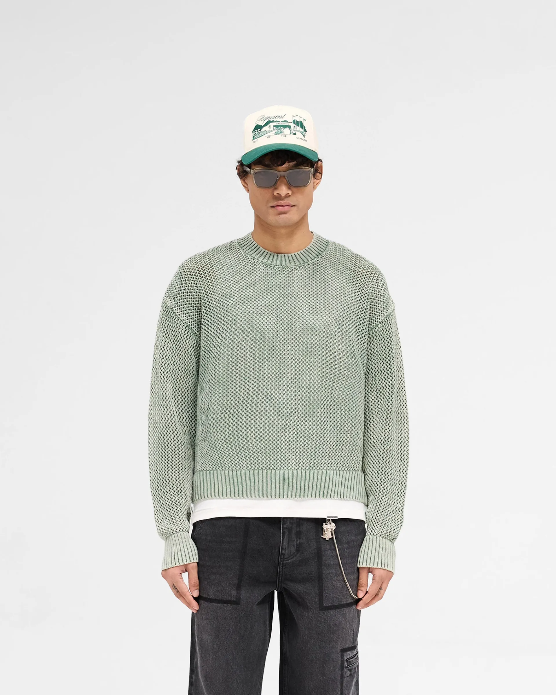 Represent Open Gauge Knit Sweater - Forest Green> Knitwear