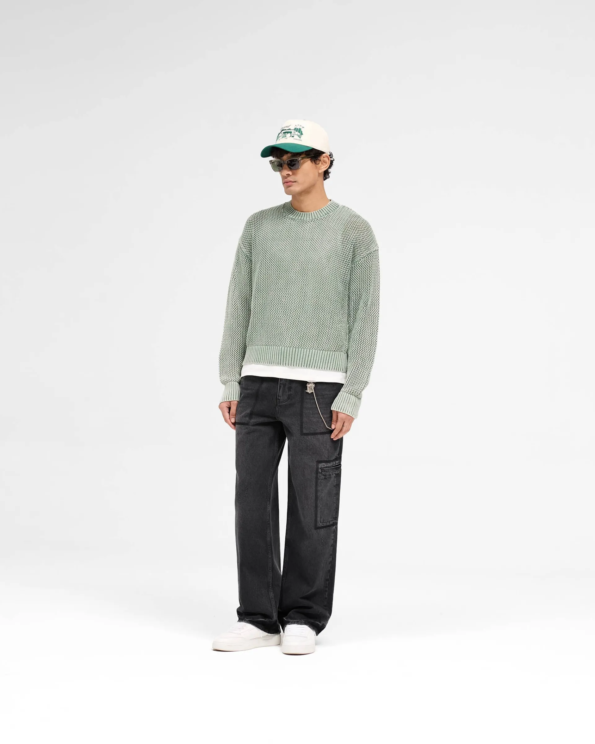 Represent Open Gauge Knit Sweater - Forest Green> Knitwear