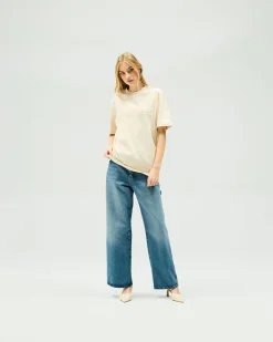 Represent Owners Club Boyfriend T-Shirt - Oat Milk><noscript><img width=