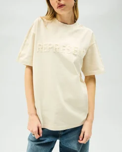 Represent Owners Club Boyfriend T-Shirt - Oat Milk><noscript><img width=