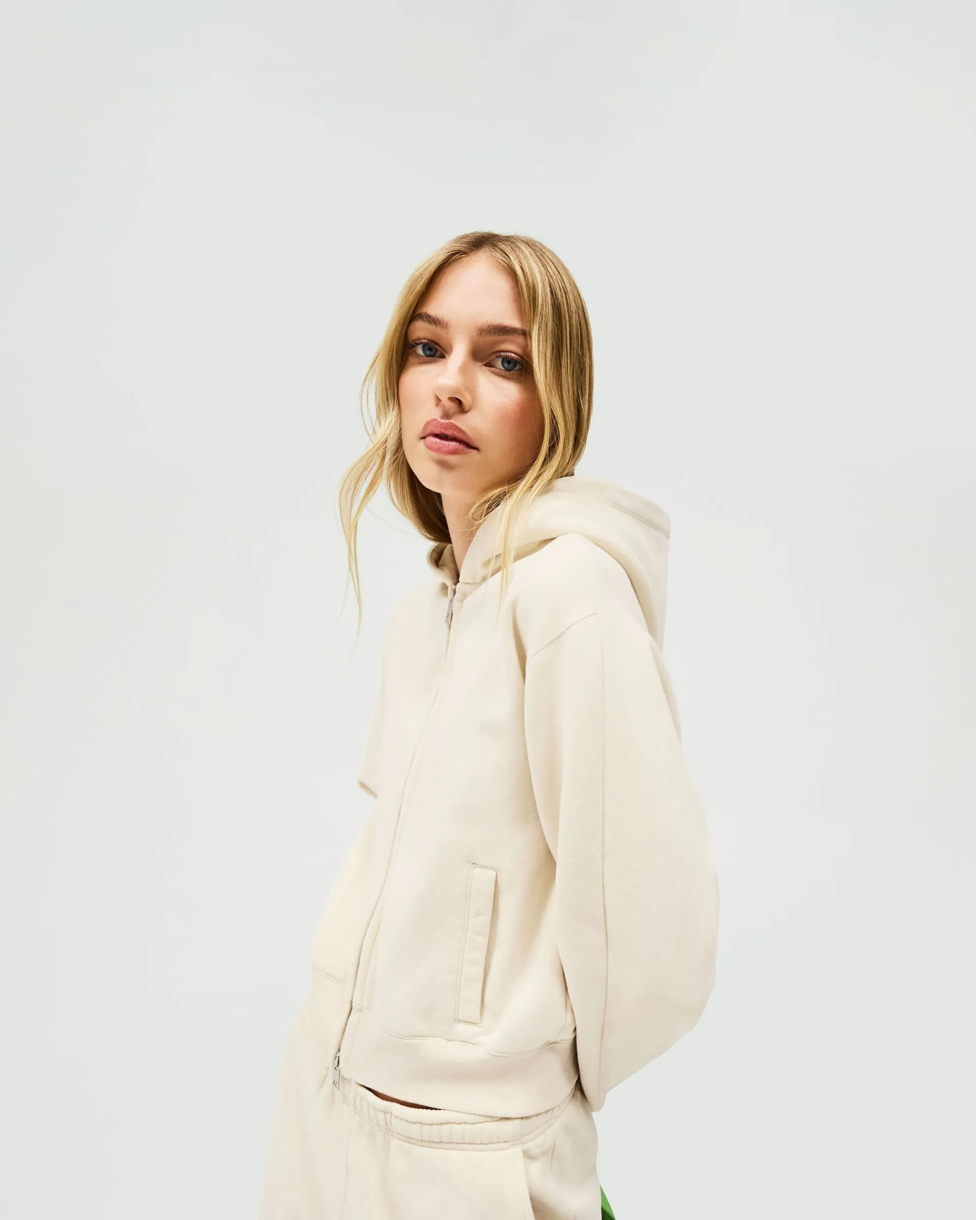 Represent Owners Club Slim Zip Hoodie - Oat Milk> Tops/Hoodies