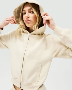 Represent Owners Club Slim Zip Hoodie - Oat Milk><noscript><img width=