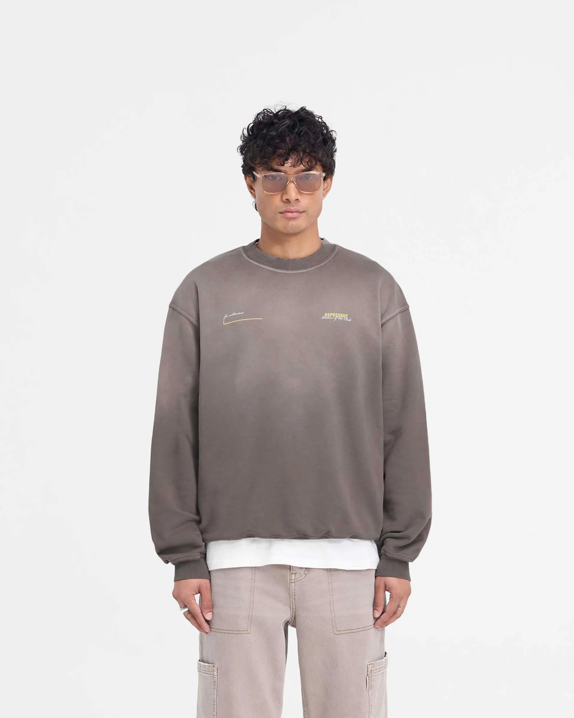 Represent Patron Of The Club Sweater - Washed Olive> Sweaters