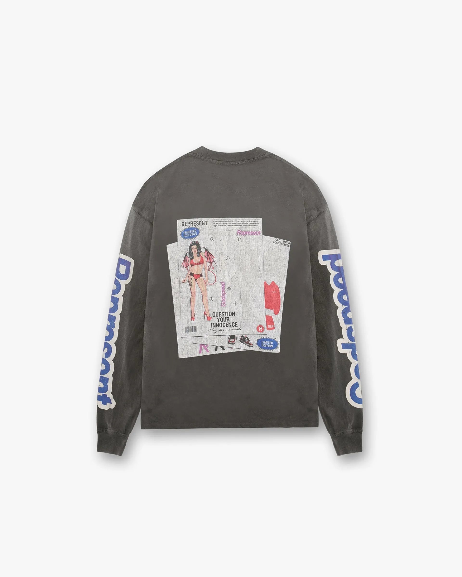 Represent Question Your Innocence Long Sleeve T-Shirt - Vintage Grey> T-Shirts
