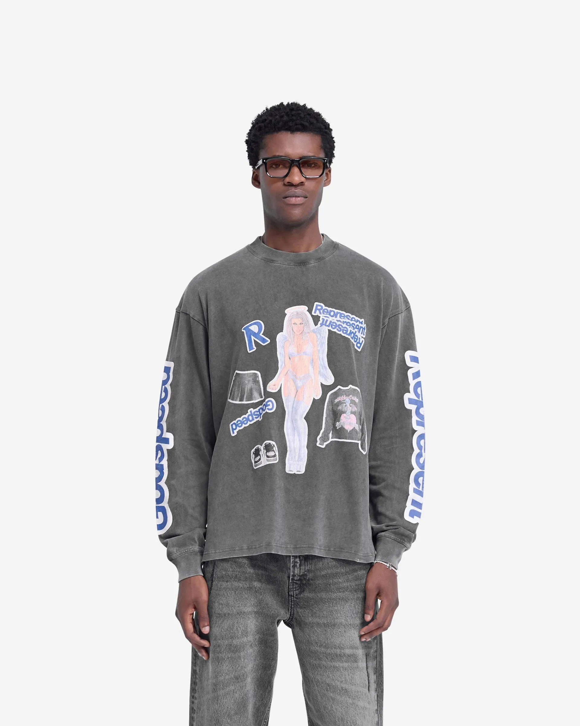 Represent Question Your Innocence Long Sleeve T-Shirt - Vintage Grey> T-Shirts