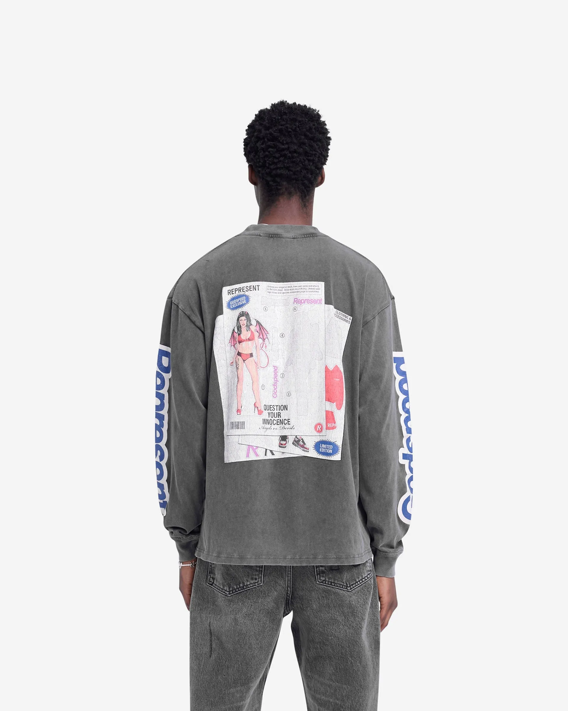 Represent Question Your Innocence Long Sleeve T-Shirt - Vintage Grey> T-Shirts