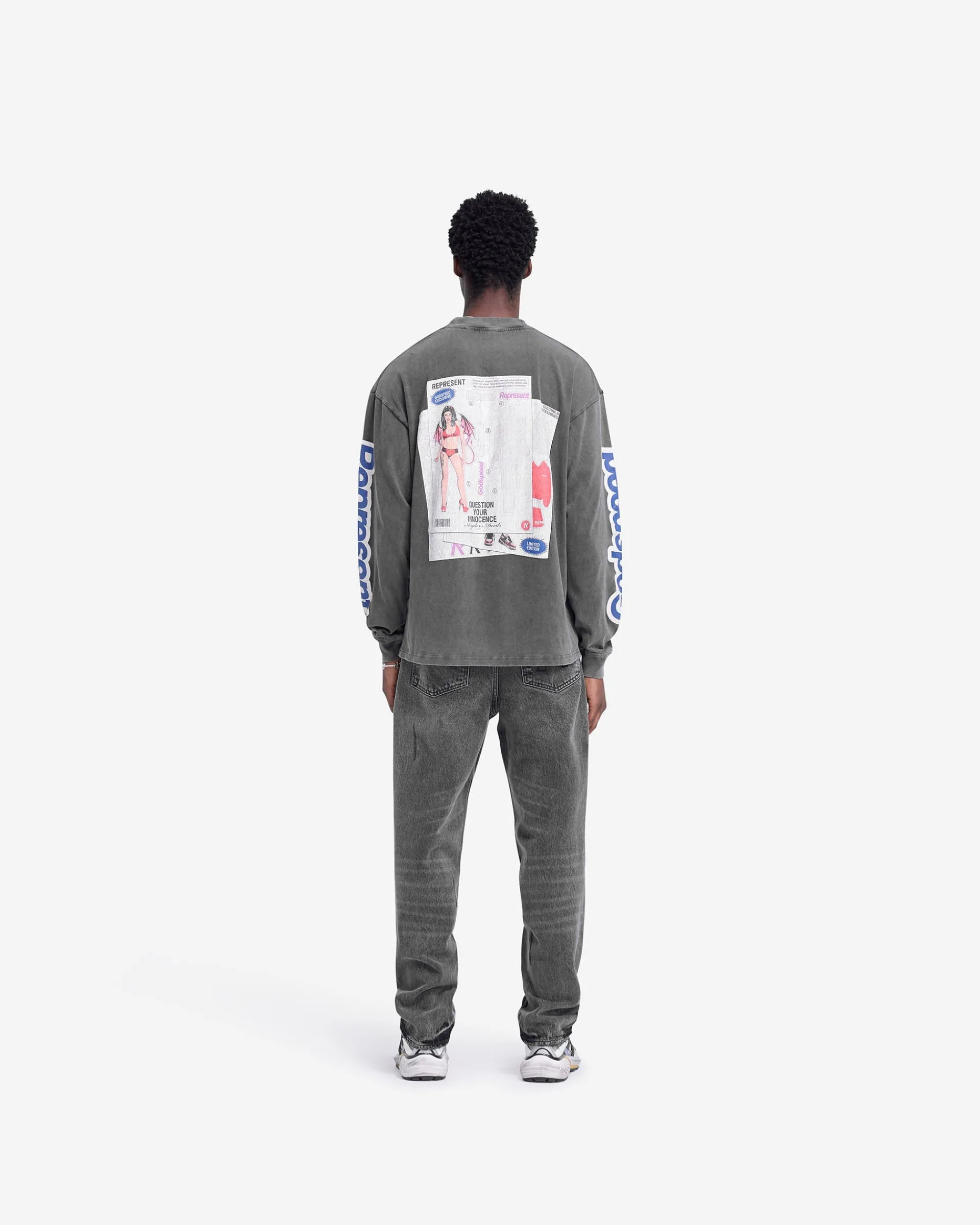 Represent Question Your Innocence Long Sleeve T-Shirt - Vintage Grey> T-Shirts