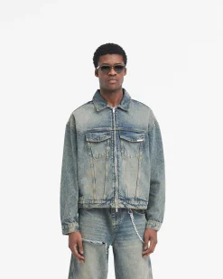 Represent R4 Denim Jacket - Blue Cream><noscript><img width=