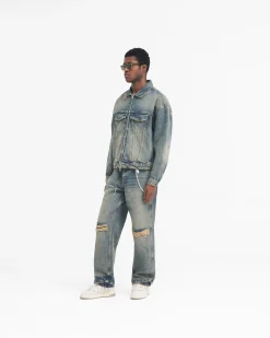 Represent R4 Denim Jacket - Blue Cream><noscript><img width=
