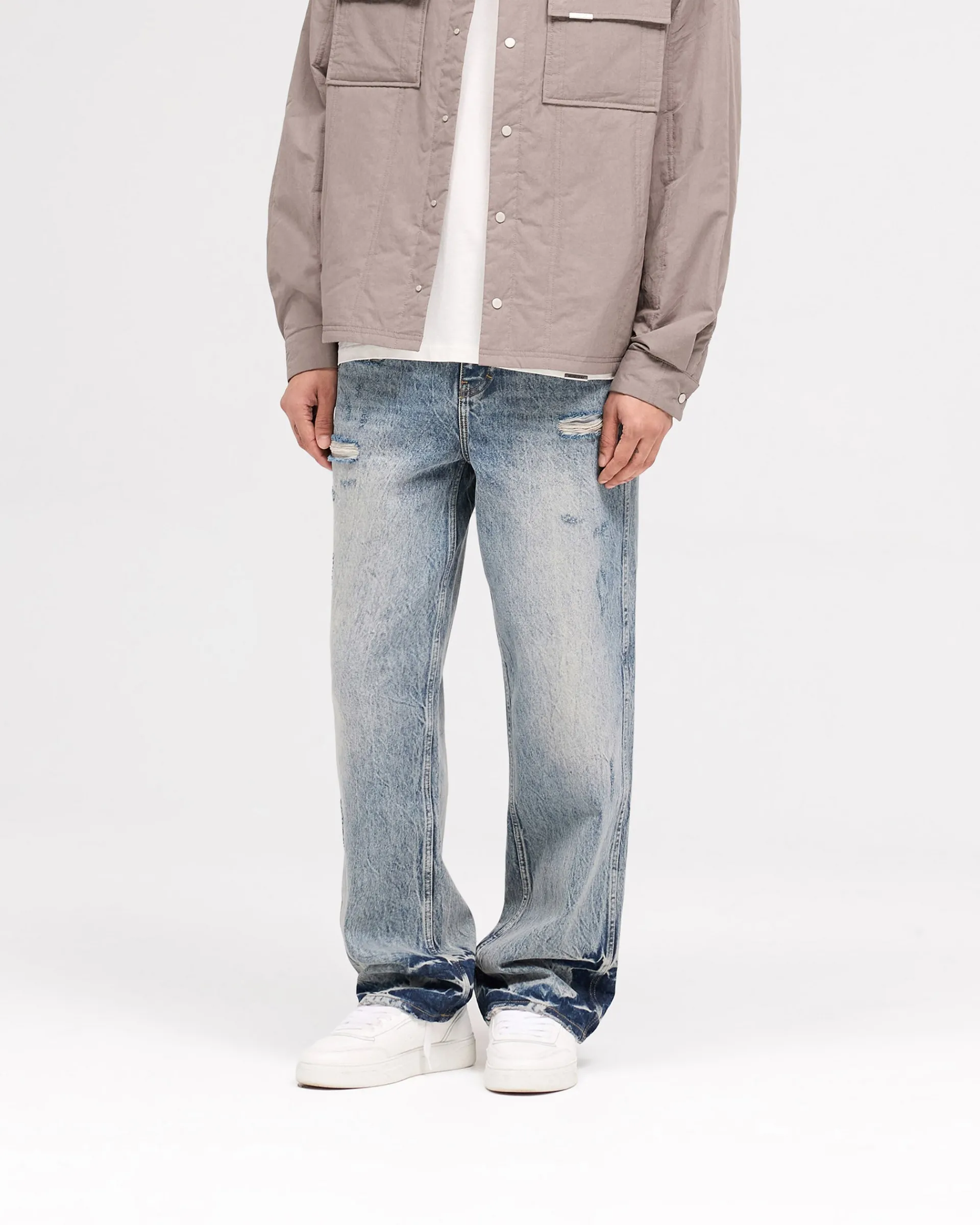 Represent R3 Distressed Baggy Denim - Blue Cream> Denim
