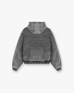 Represent R5 Hooded Denim Bomber - Charcoal Grey> Outerwear