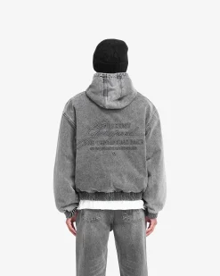 Represent R5 Hooded Denim Bomber - Charcoal Grey><noscript><img width=