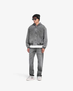 Represent R5 Hooded Denim Bomber - Charcoal Grey><noscript><img width=