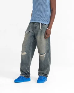 Represent R3D Destroyer Baggy Denim - Blue Cream> Denim
