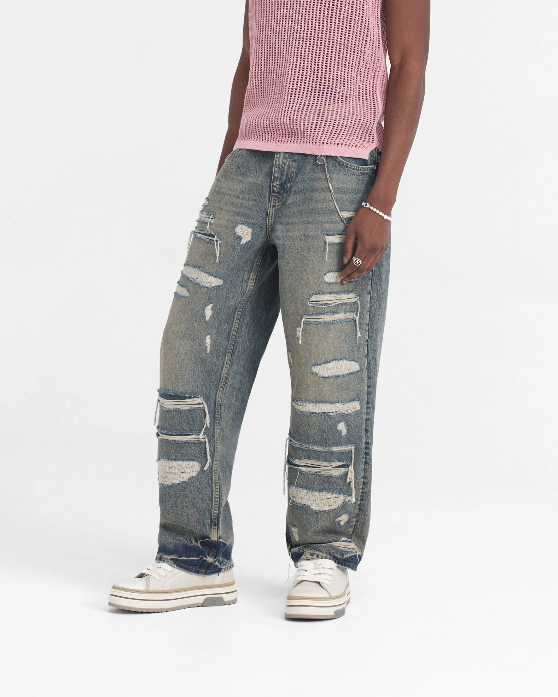 Represent R3D Double Destroyer Baggy Denim - Blue Cream> Denim
