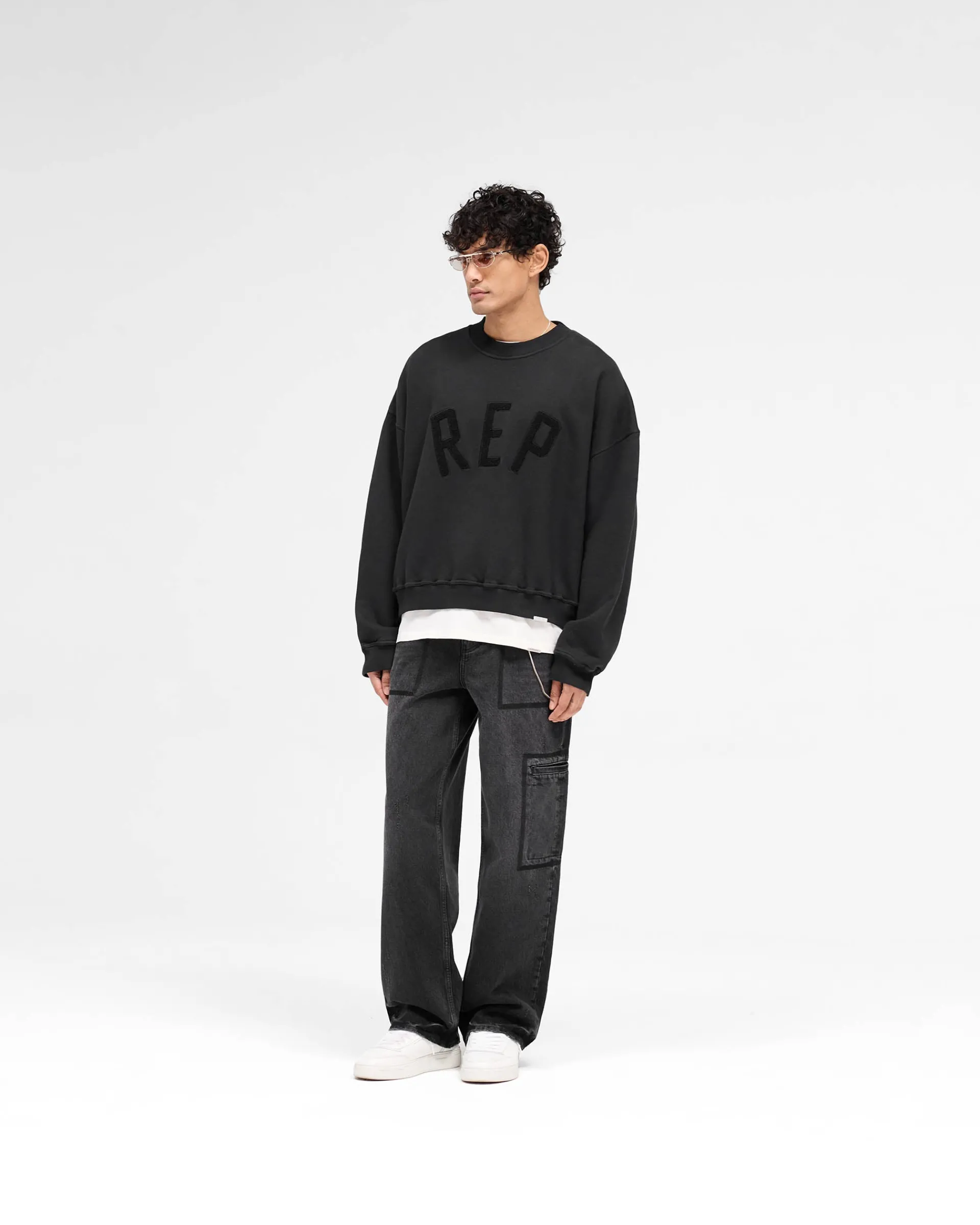 Represent Rep Applique Sweater - Off Black> Sweaters