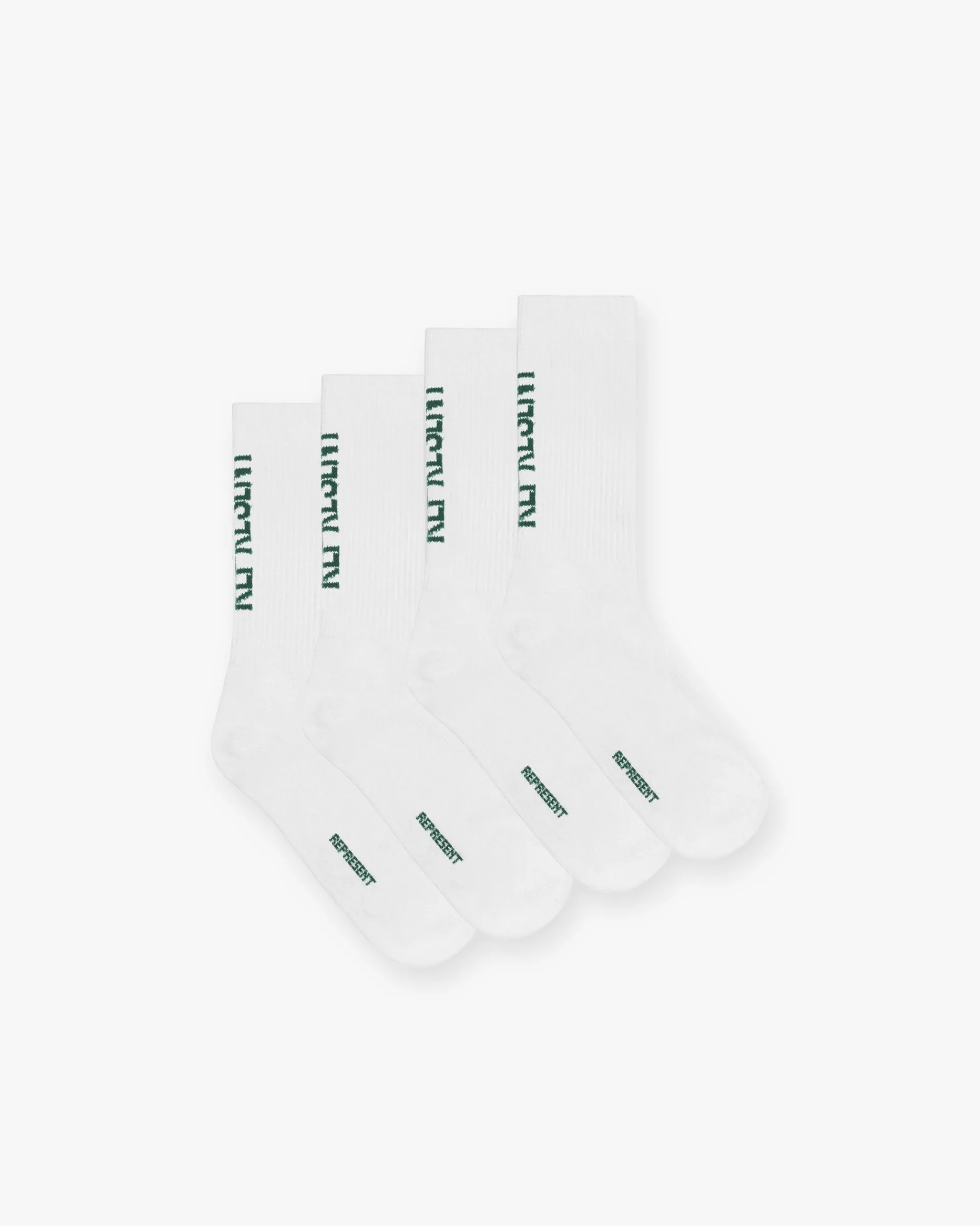 Represent Logo Socks 2 Pack - Flat White Forest Green> Socks