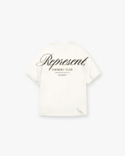 Represent Owners Club Script T-Shirt - Flat White> T-Shirts