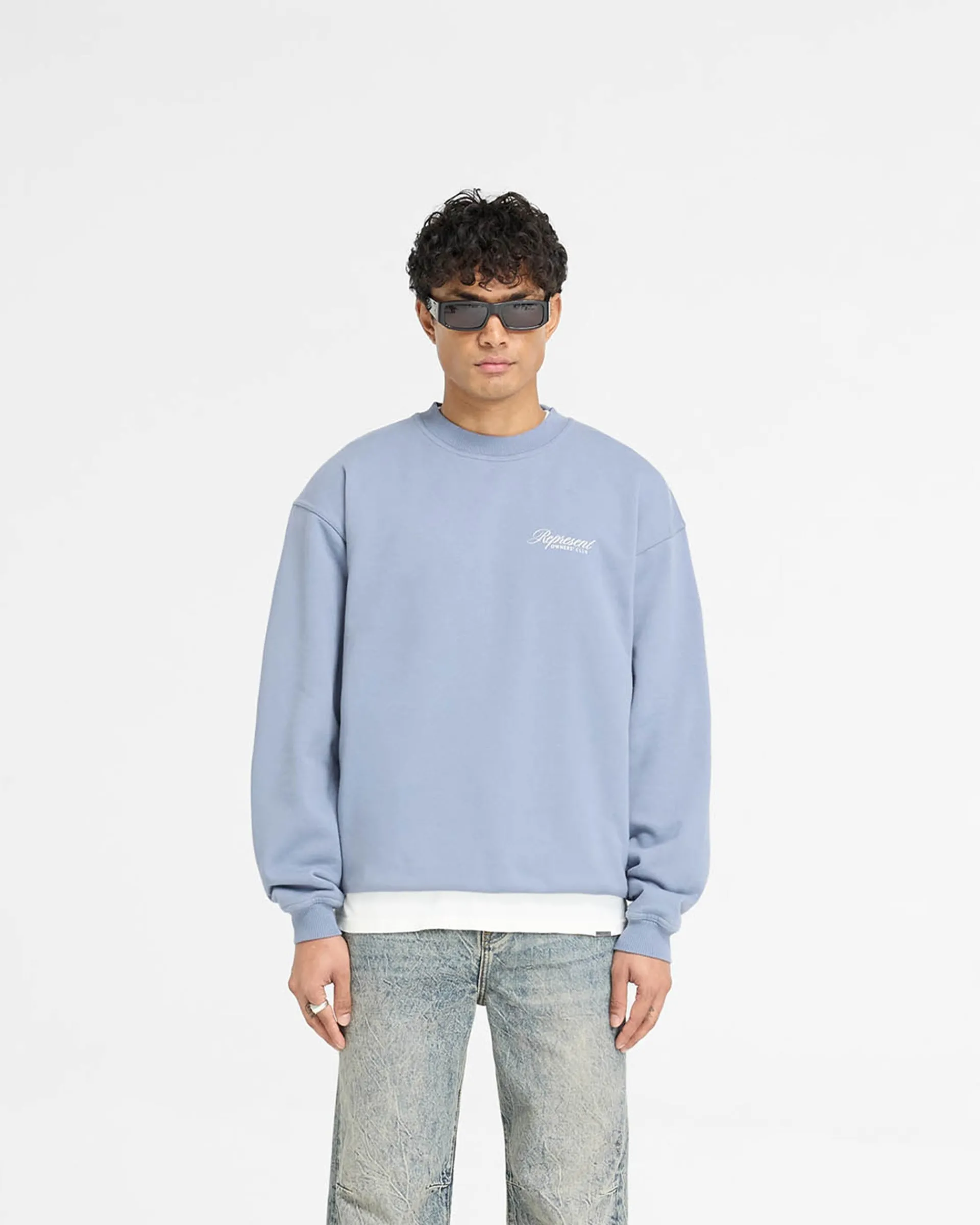 Represent Owners Club Script Sweater - Dusty Blue> Sweaters