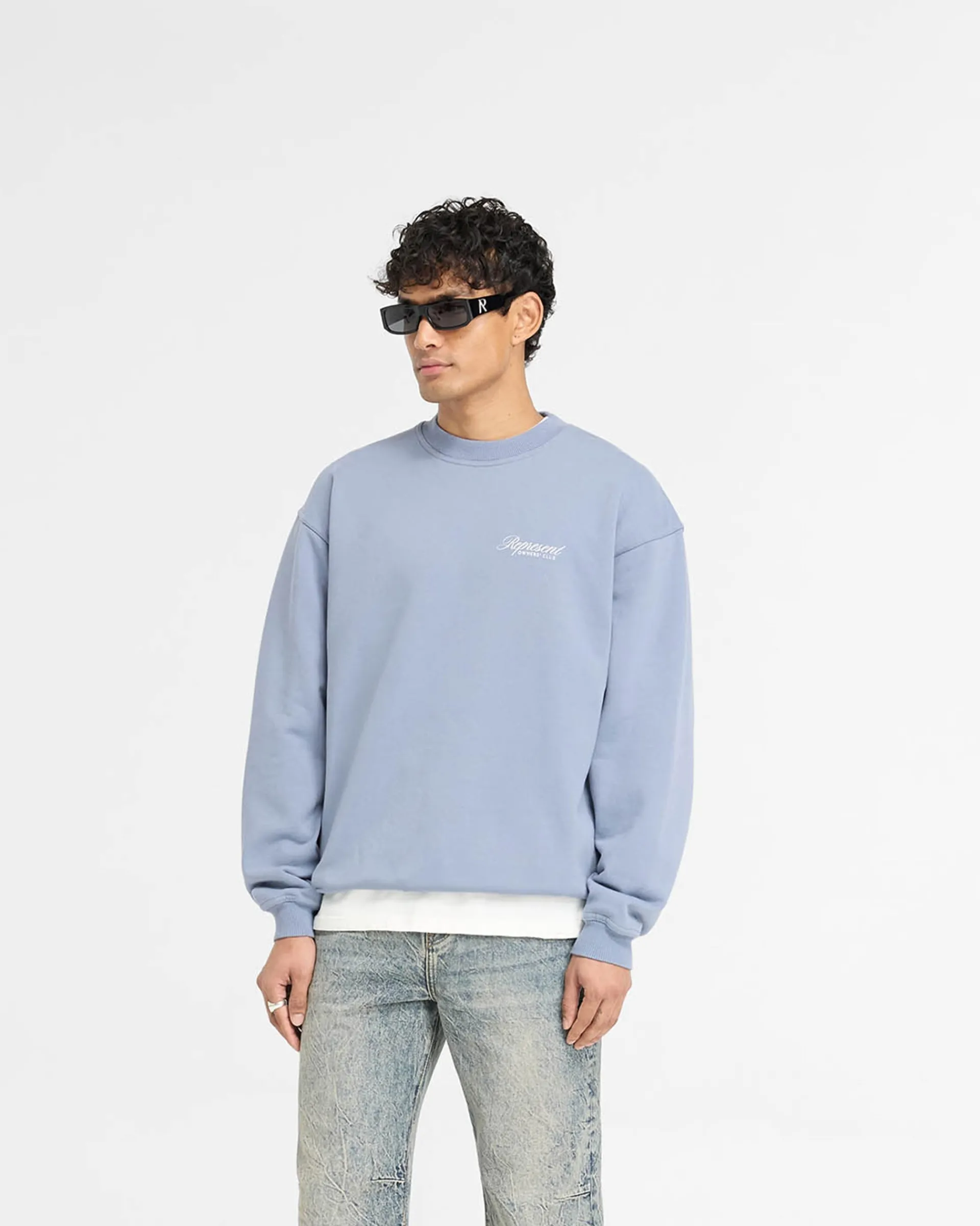 Represent Owners Club Script Sweater - Dusty Blue> Sweaters