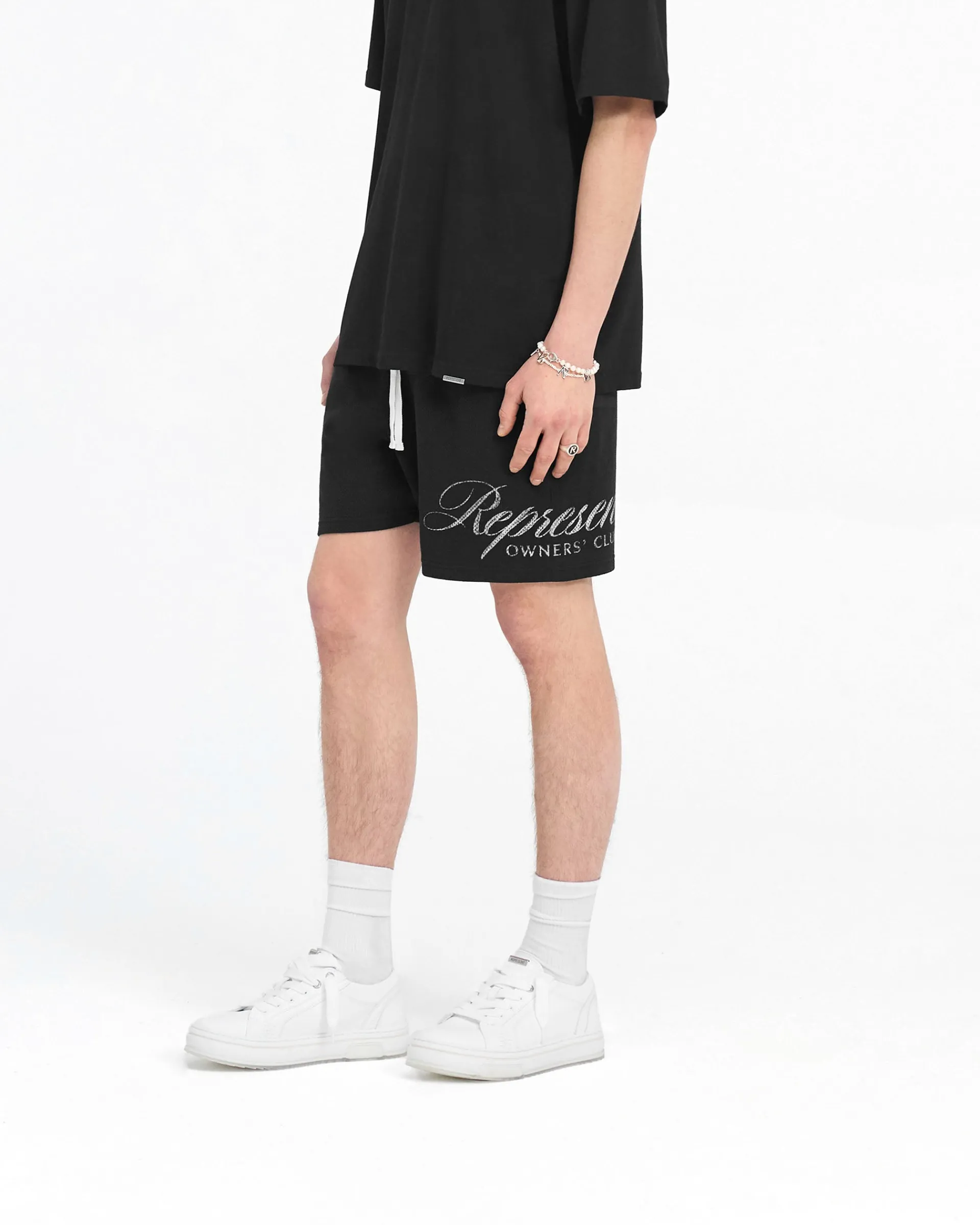 Represent Owners Club Script Mesh Shorts -> Shorts