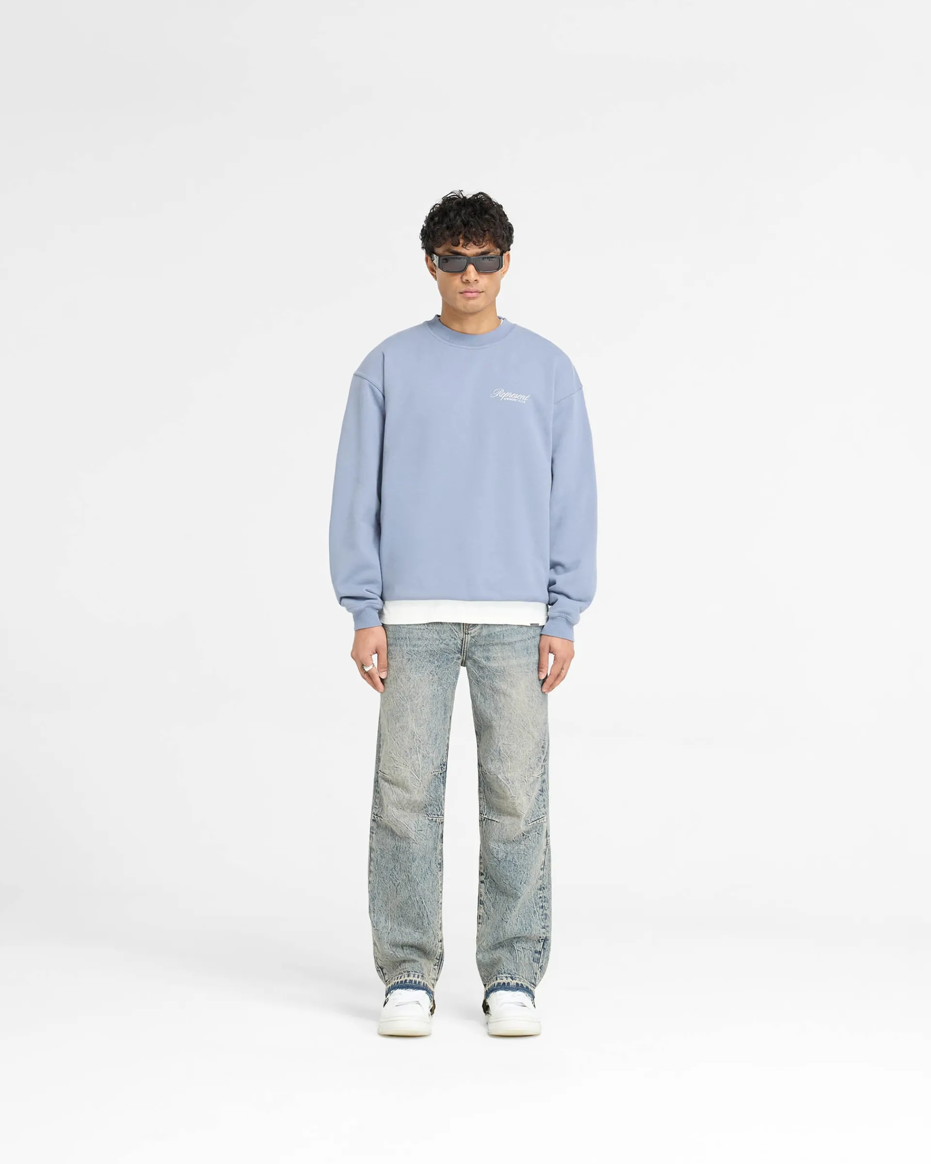 Represent Owners Club Script Sweater - Dusty Blue> Sweaters
