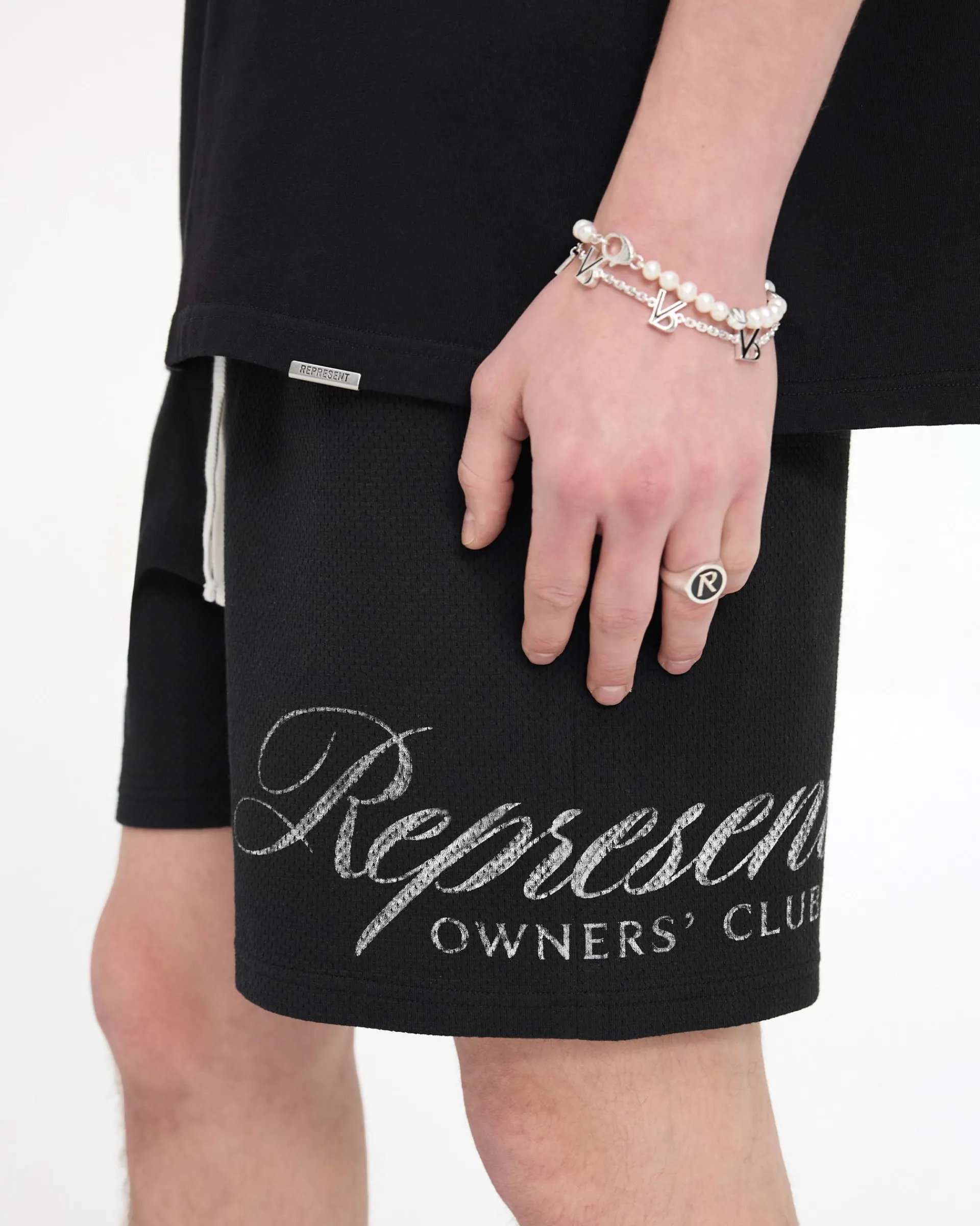 Represent Owners Club Script Mesh Shorts -> Shorts
