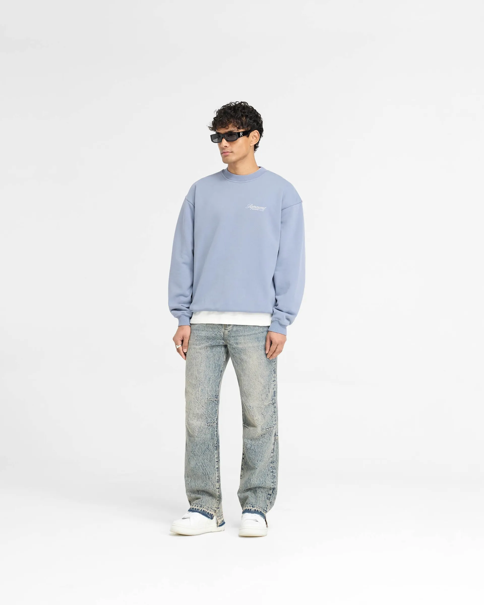 Represent Owners Club Script Sweater - Dusty Blue> Sweaters