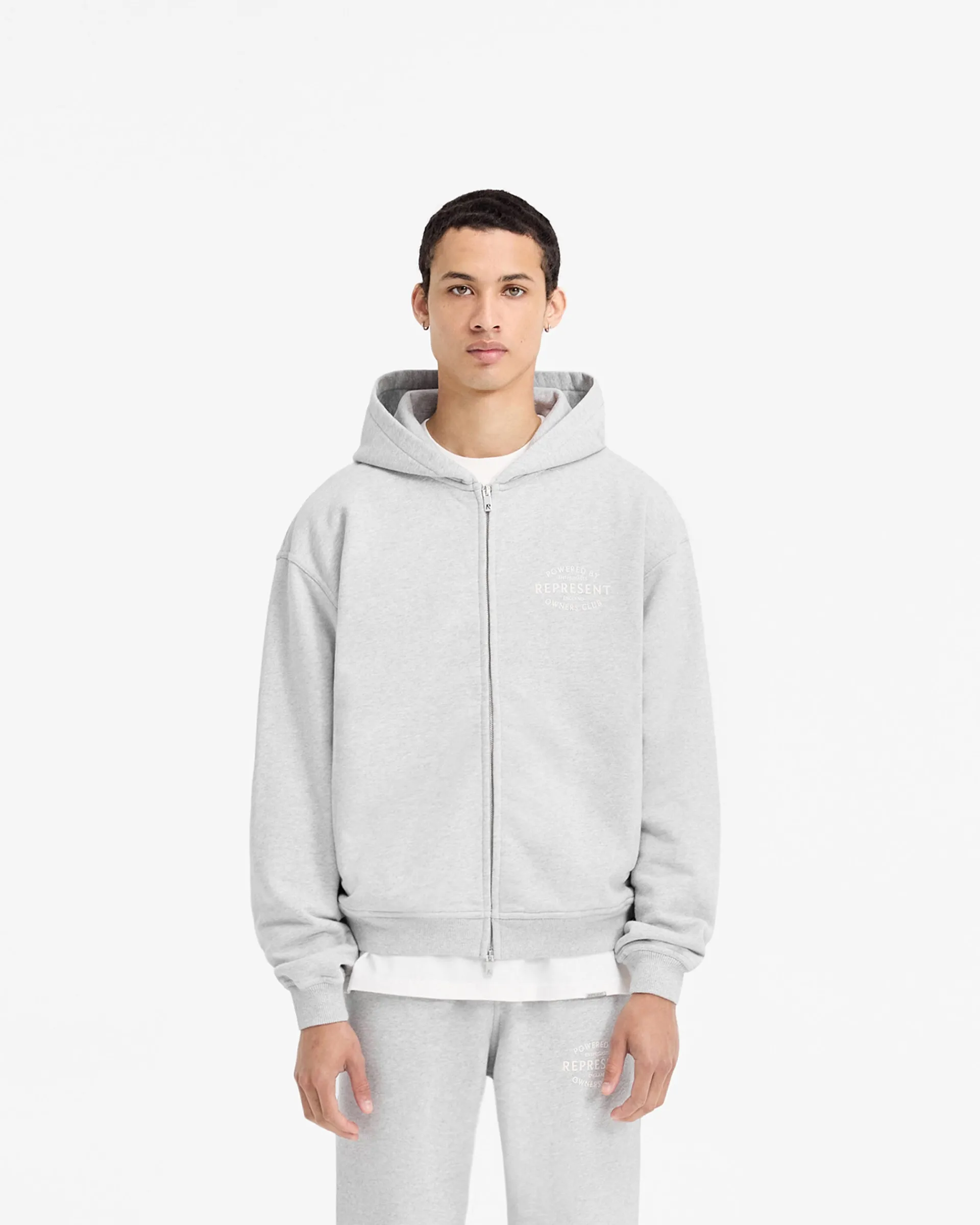 Represent Owners Club Stamp Zip Up Hoodie - Ash Grey> Hoodies