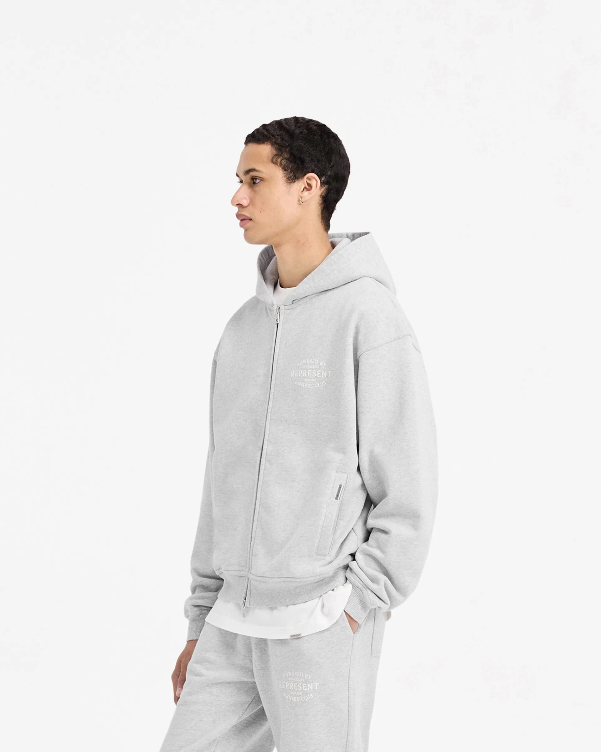 Represent Owners Club Stamp Zip Up Hoodie - Ash Grey> Hoodies