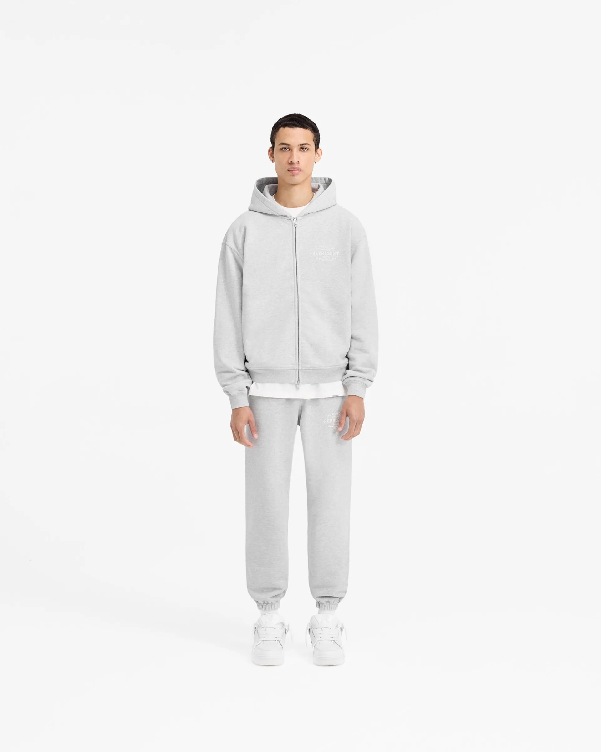 Represent Owners Club Stamp Zip Up Hoodie - Ash Grey> Hoodies