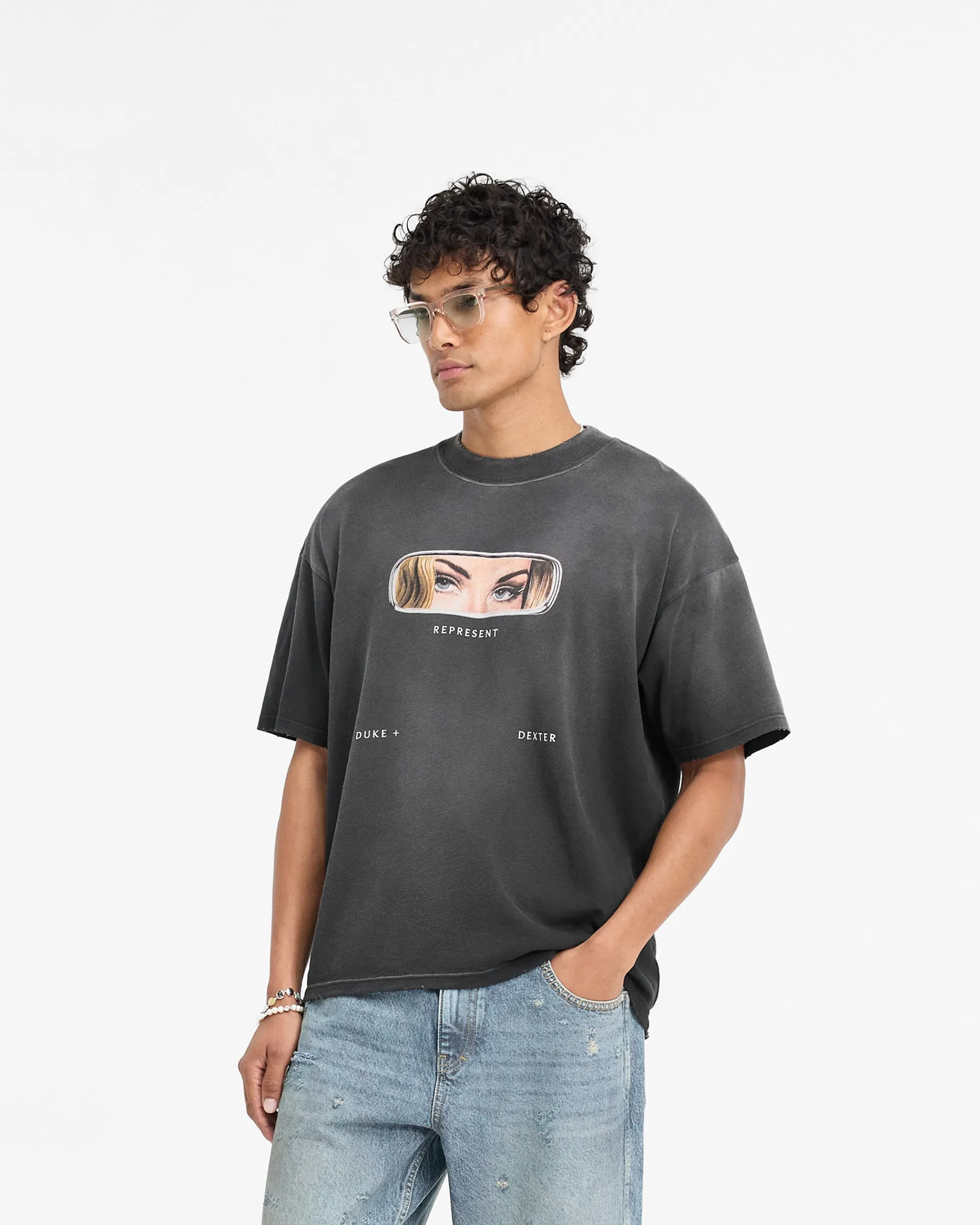 Represent X Duke + Dexter Rearview Mirror T-Shirt - Stained Black> T-Shirts