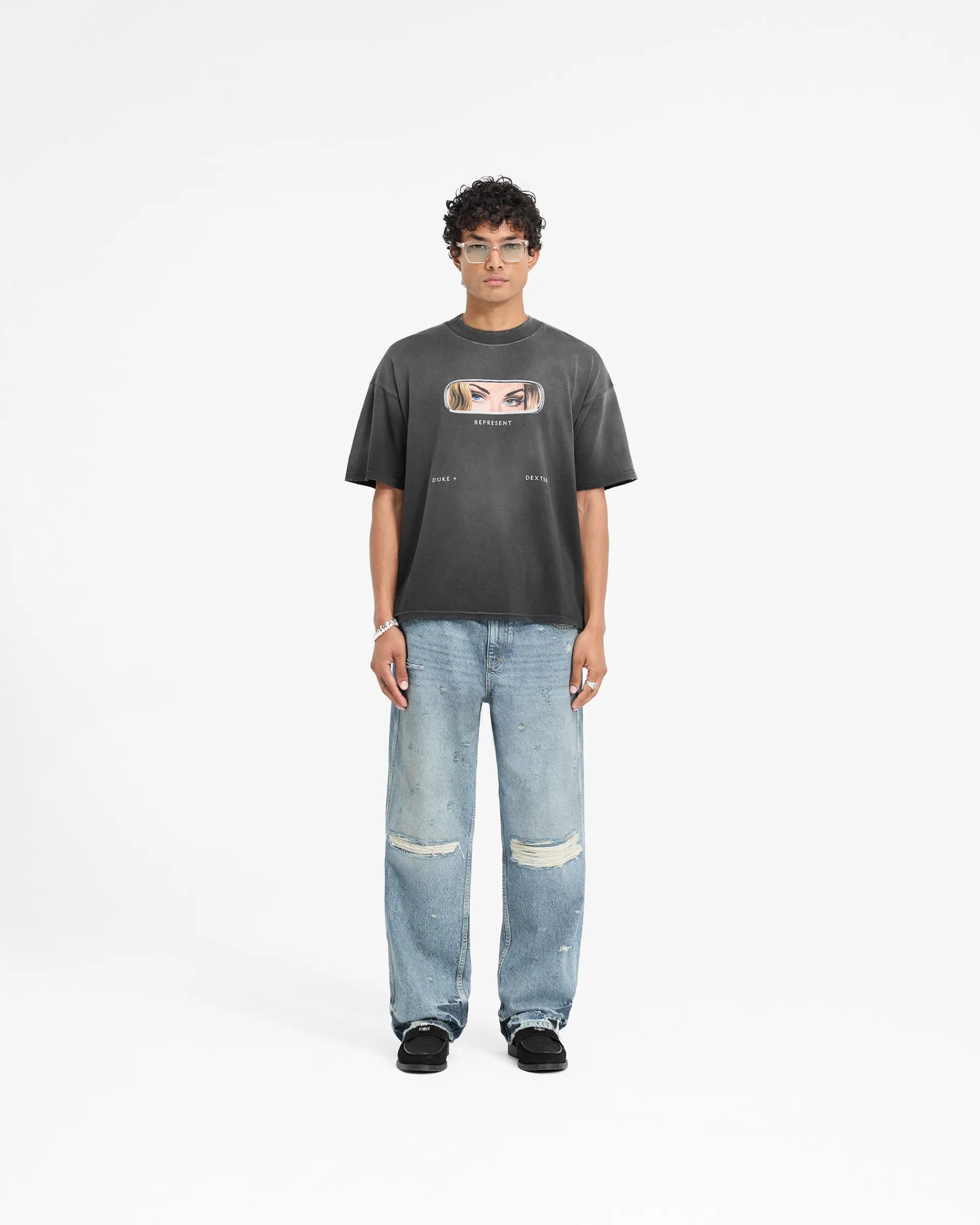 Represent X Duke + Dexter Rearview Mirror T-Shirt - Stained Black> T-Shirts