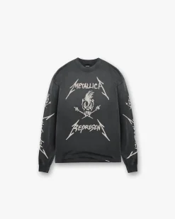 Represent X Metallica Garage Inc Long Sleeve T-Shirt - Stained Black> Represent X Metallica | T-Shirts