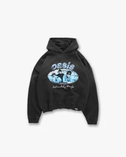 Represent X Oasis Maine Road Hoodie - Washed Black> Hoodies