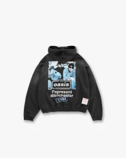Represent X Oasis Maine Road Hoodie - Washed Black> Hoodies