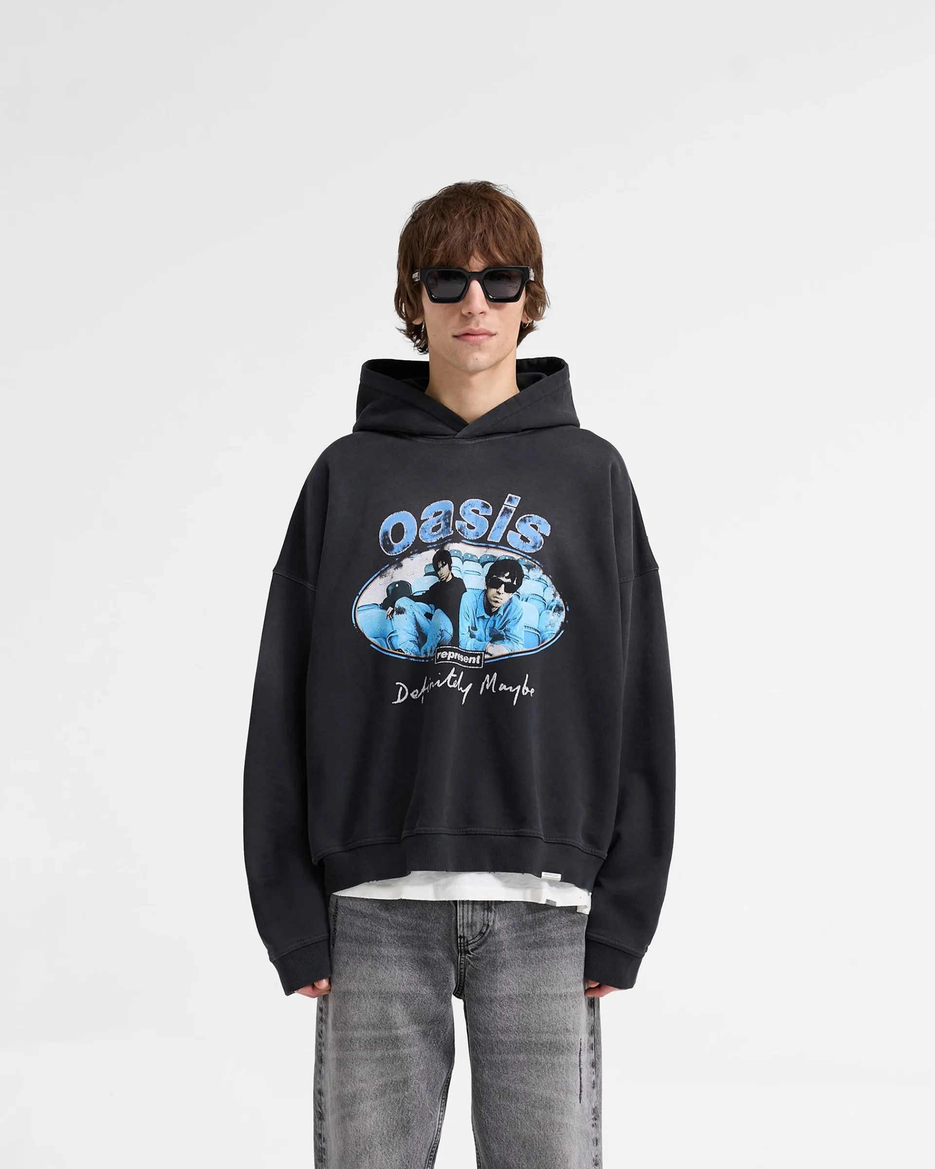 Represent X Oasis Maine Road Hoodie - Washed Black> Hoodies